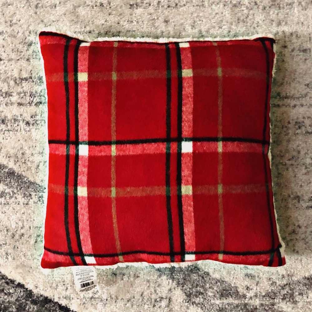 Life at Home red and black plaid throw pillows (2)